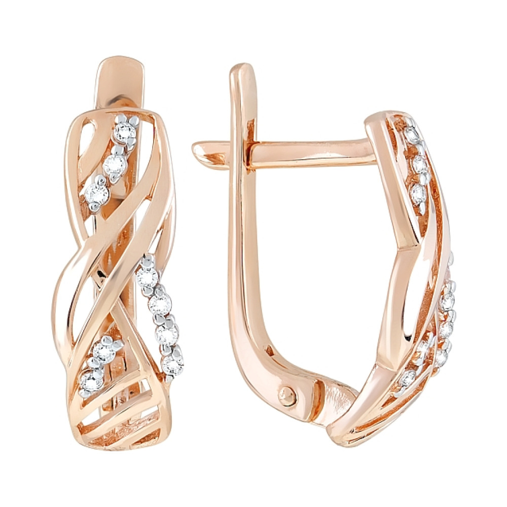 Золотые серьги с фианитами № 120631