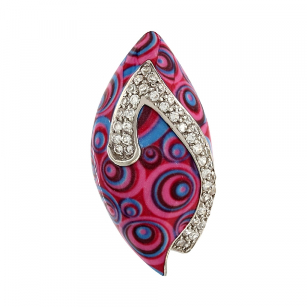 Серебряная подвеска с эмалью и фианитами № 106164