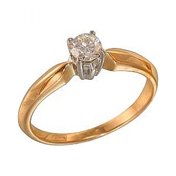 Золотое кольцо с бриллиантом № 104502