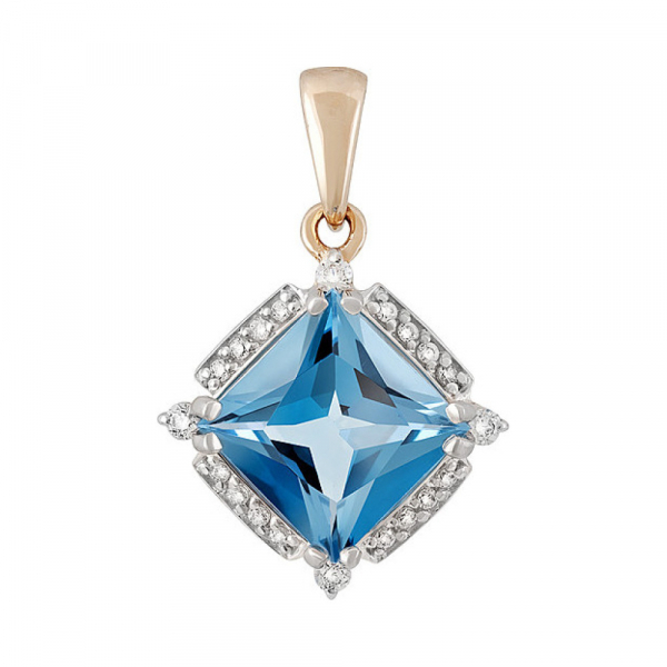 Золотая подвеска с топазом и фианитом № 131727