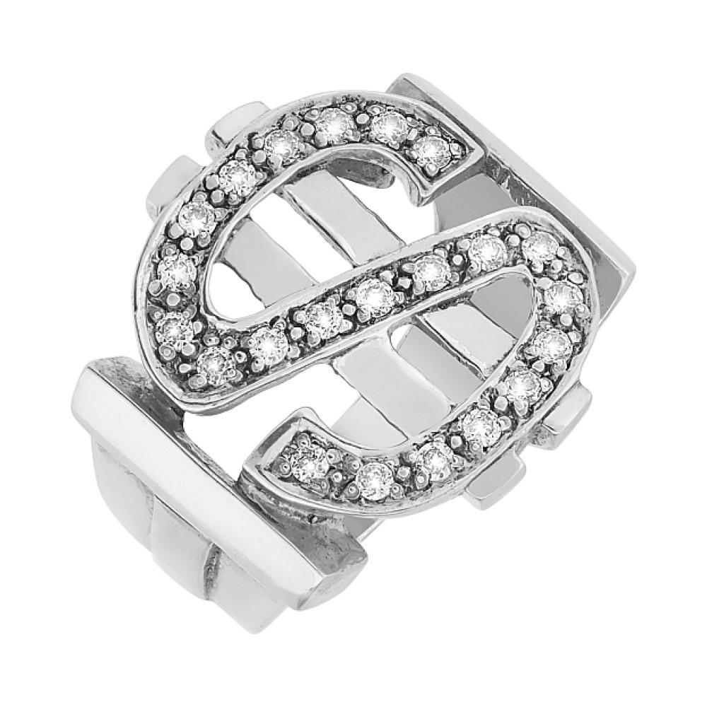 Серебряное кольцо с фианитом № 66875