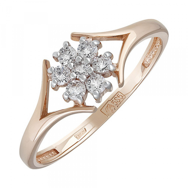 Золотое кольцо с фианитом № 134340