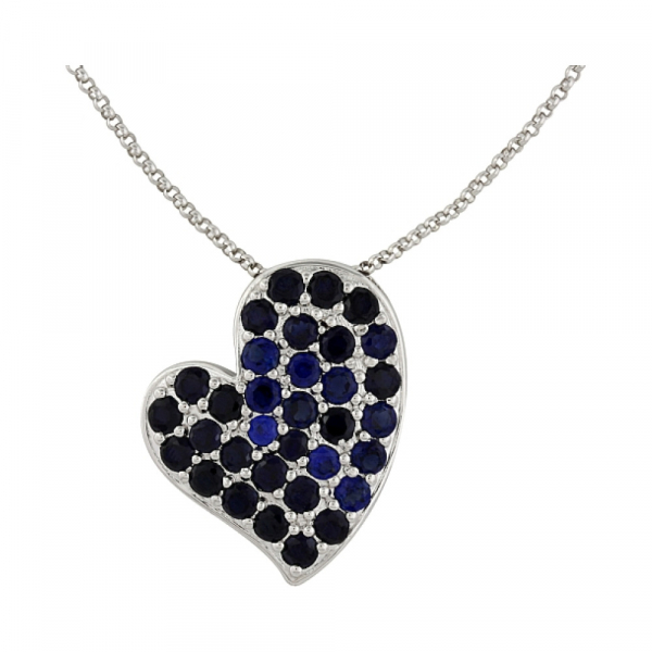 Серебряное колье с имитац. корунда № 80369