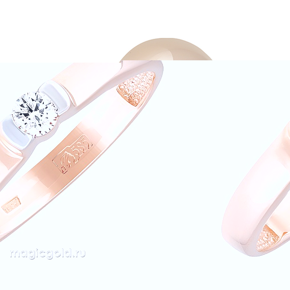 Золотое кольцо с бриллиантом № 163854