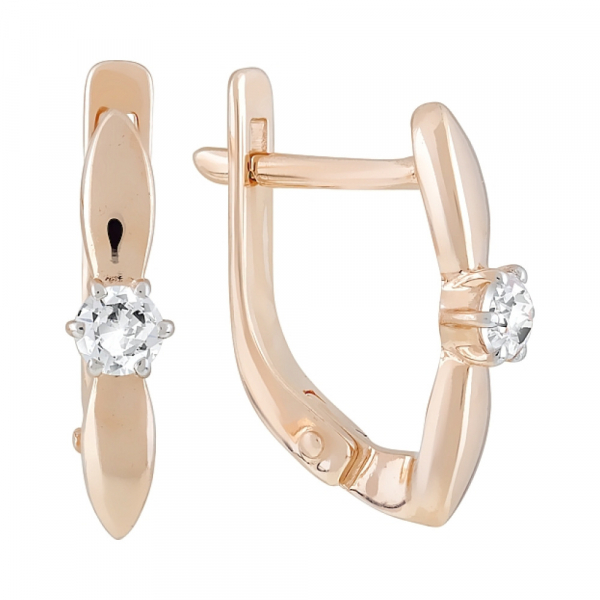 Золотые серьги с фианитом № 121972