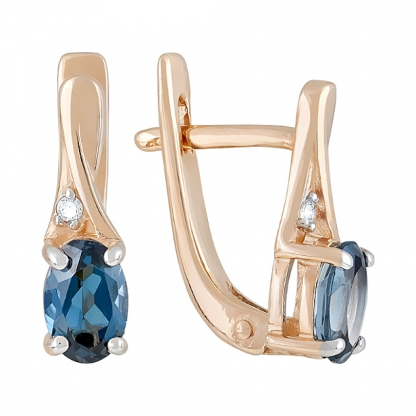 Золотые серьги с топазом и фианитом № 121000
