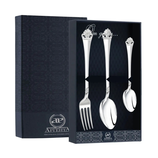 Набор столовый Афина 3 предмета: вилка, ложка, чайная ложка из серебра 925 пробы