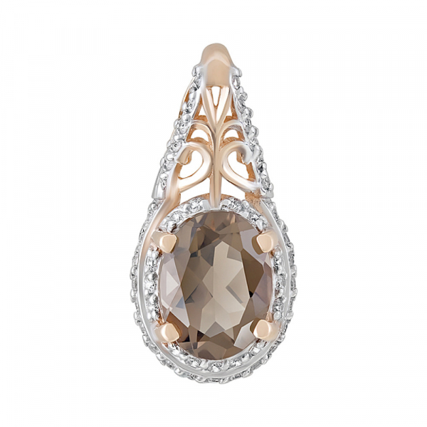 Золотая подвеска с раухтопазом и фианитом № 124122