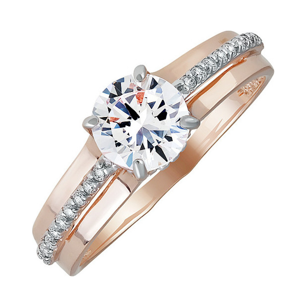 Золотое кольцо с фианитом № 138023