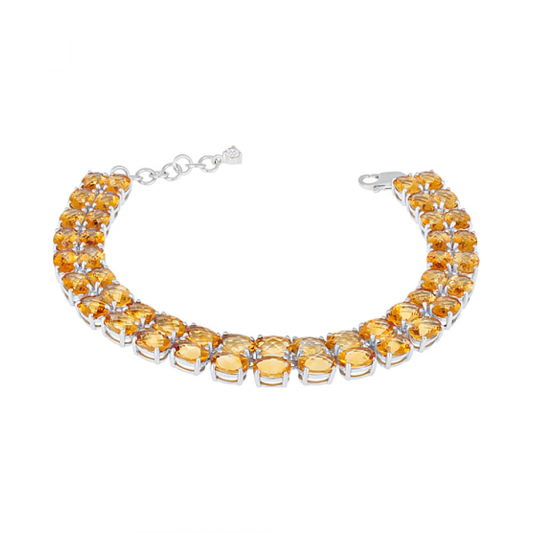 Серебряный браслет с цитрином и фианитом № 129367