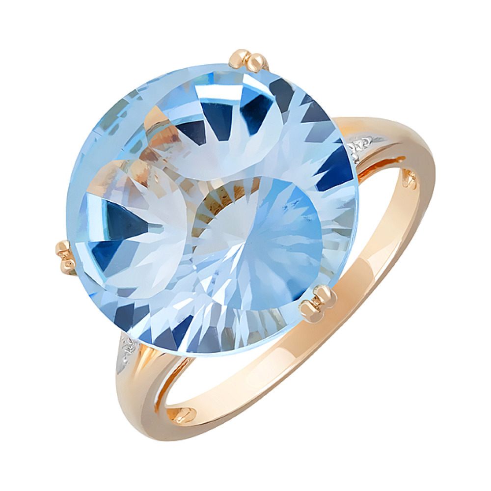 Золотое кольцо с бриллиантом и топазом № 62147