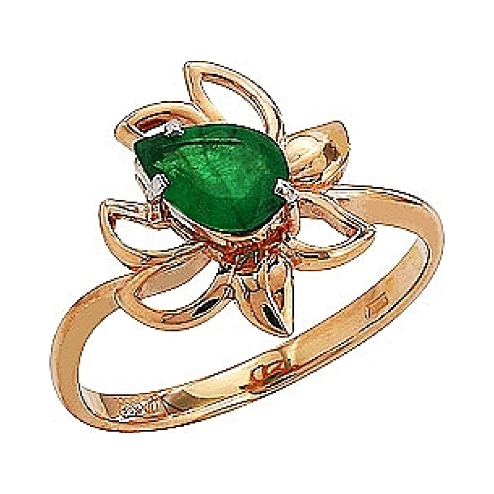 Золотое кольцо с изумрудом № 81088