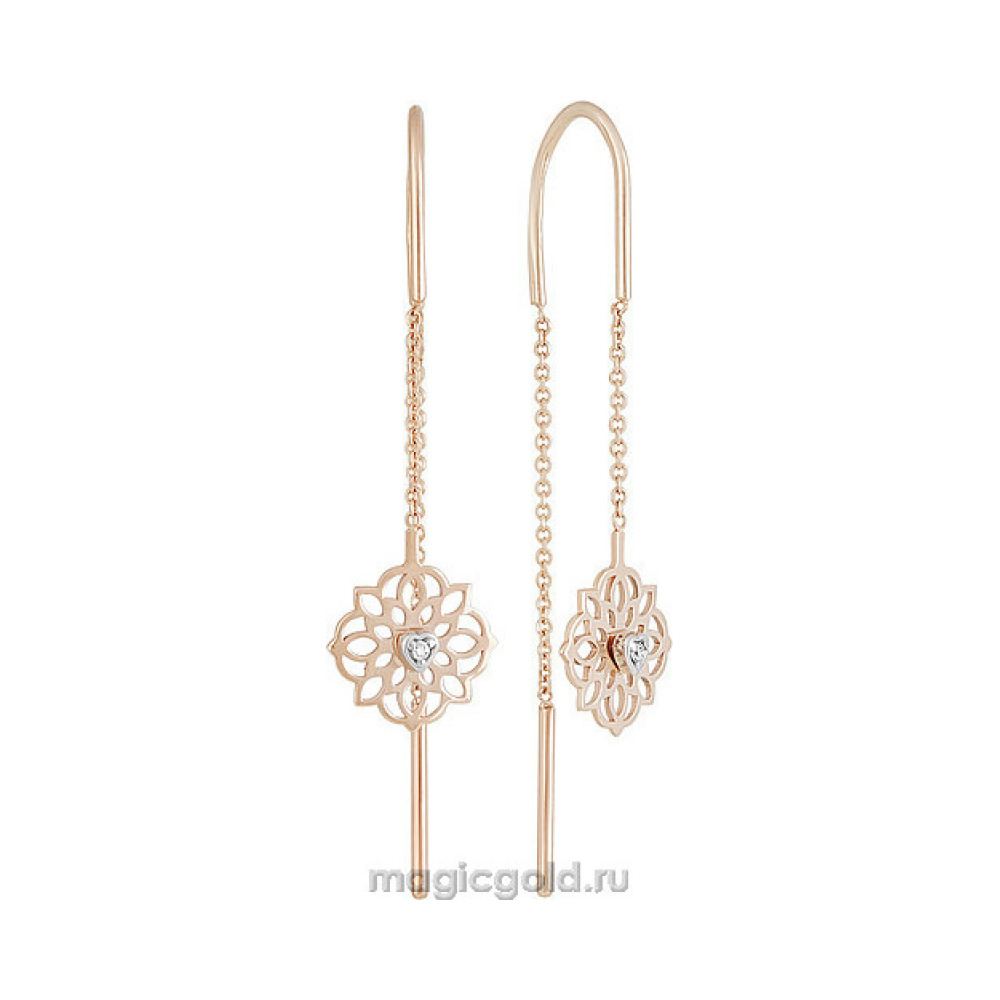 Золотые серьги с фианитом № 156113