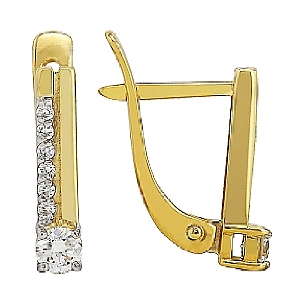 Золотые серьги с бриллиантом № 96050