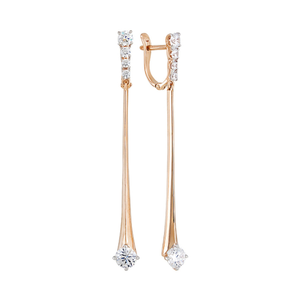 Золотые серьги с фианитами № 128424