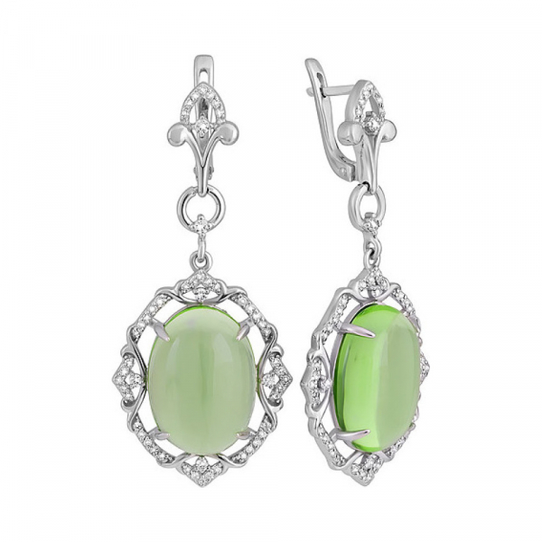 Серебряные серьги с алпанитом и фианитом № 132538