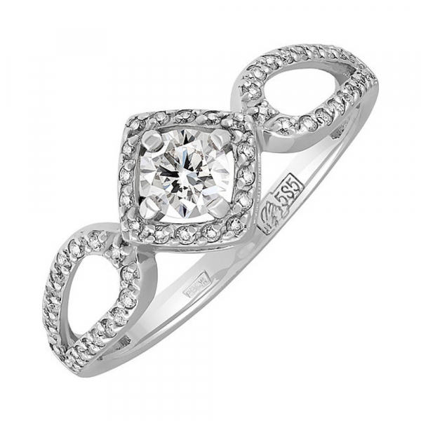 Золотое кольцо с бриллиантом № 128376