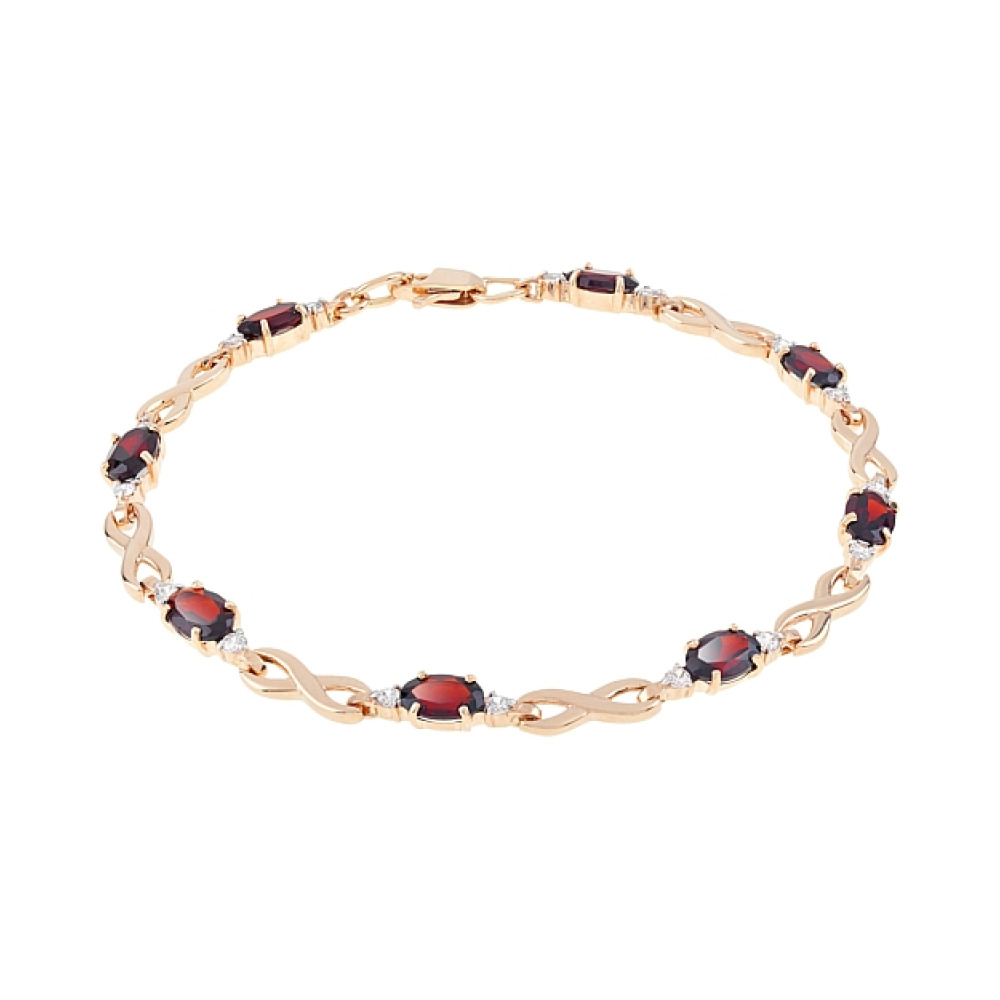 Золотой браслет с гранатом и фианитом № 103721