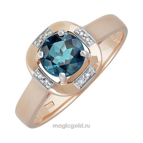 Золотое кольцо с топазом и фианитом № 139073