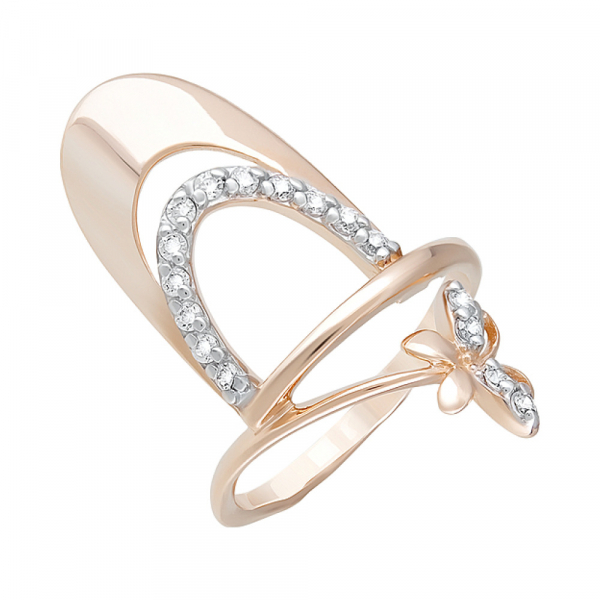 Золотое кольцо с фианитами № 124382