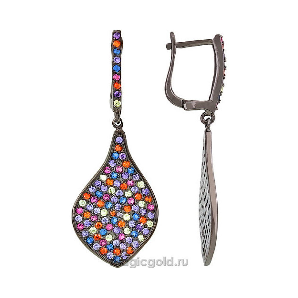 Серебряные серьги с фианитом № 160681