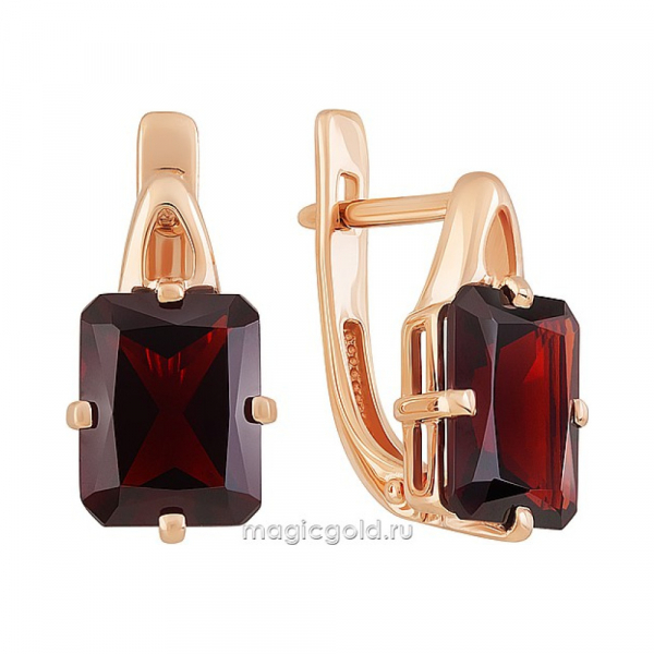 Золотые серьги с гранатом № 164368