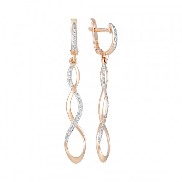 Золотые серьги с фианитами № 128805