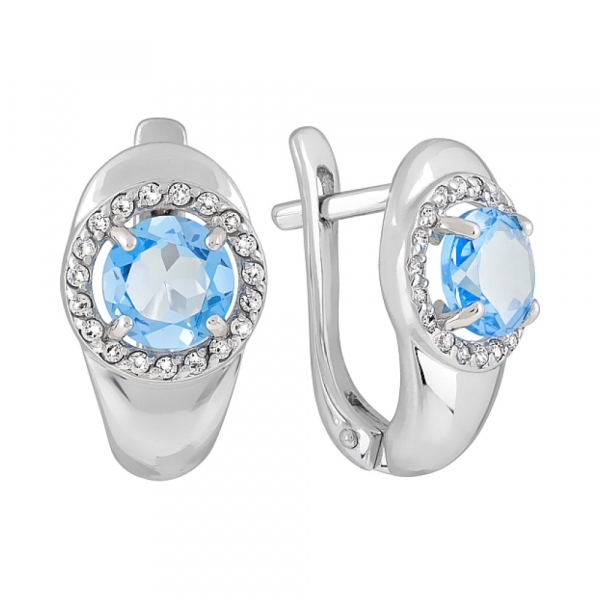 Золотые серьги с топазом и фианитом № 120233