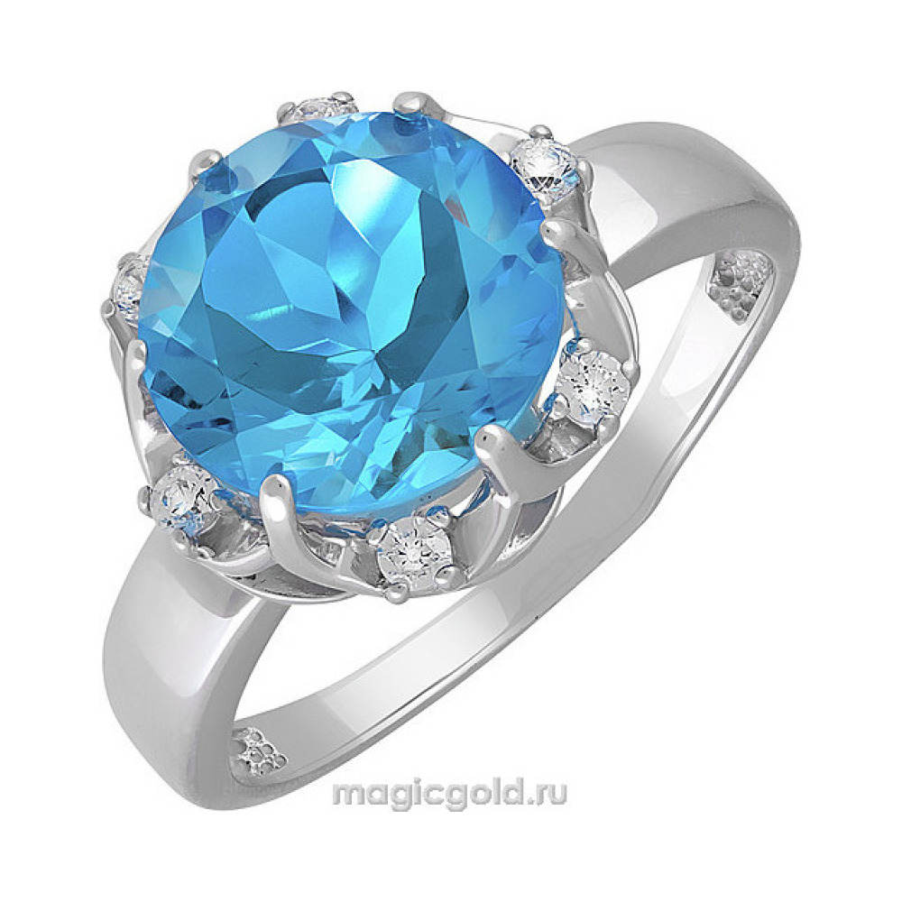 Серебряное кольцо с топазом и фианитом № 140140