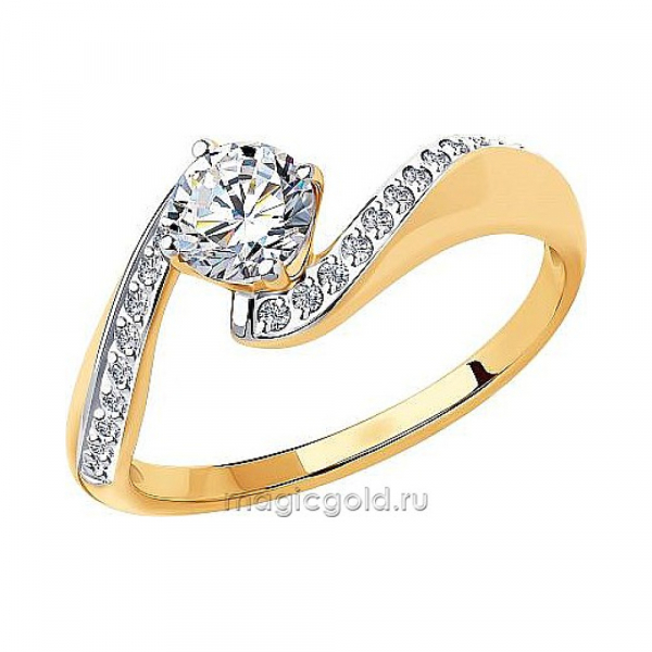 Золотое кольцо с фианитом № 174058