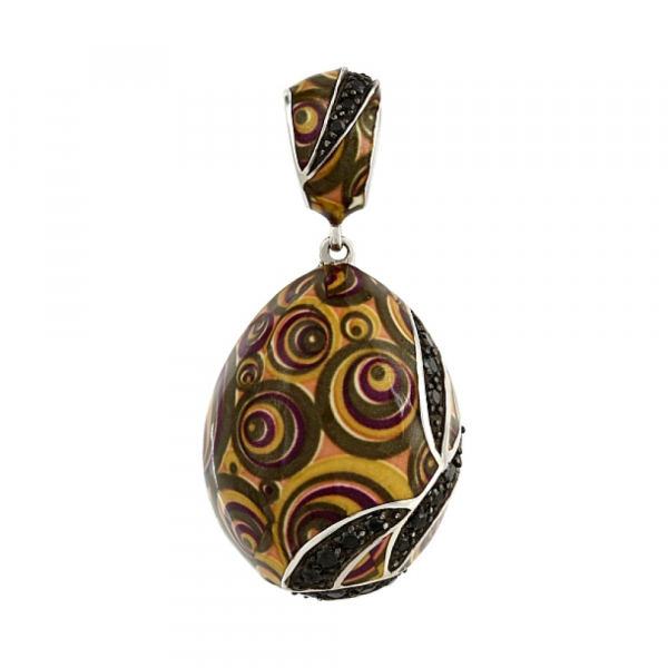 Серебряная подвеска с эмалью и фианитами № 106166