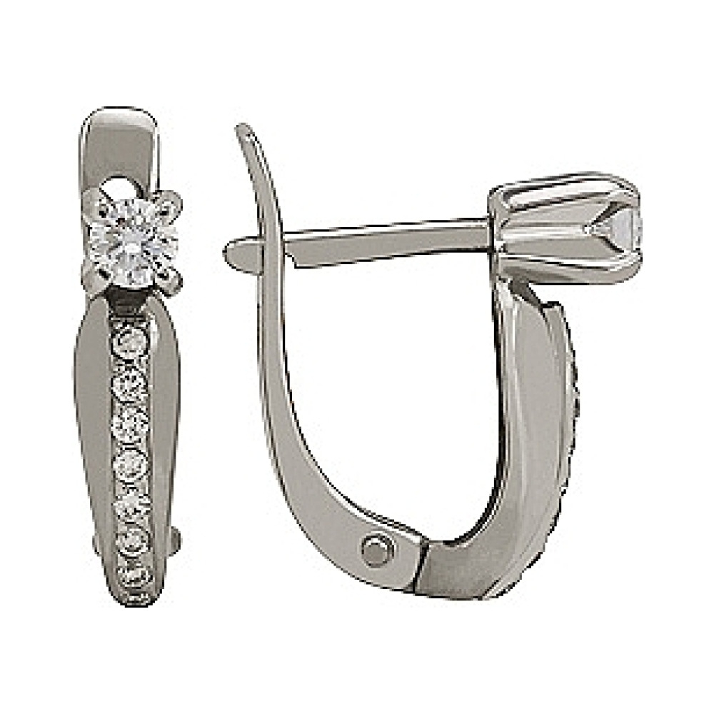 Золотые серьги с бриллиантом № 115713