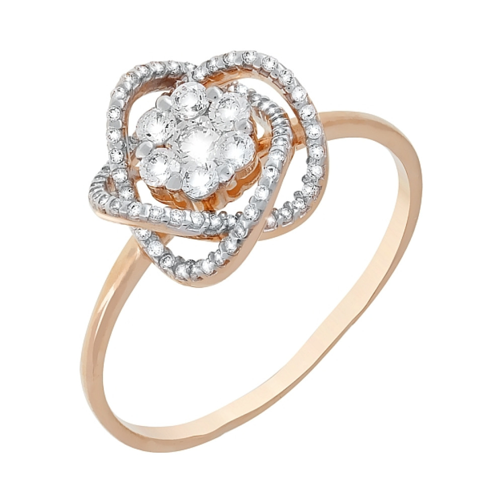 Золотое кольцо с фианитами № 103838