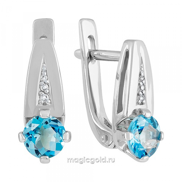 Золотые серьги с топазом и фианитом № 137864