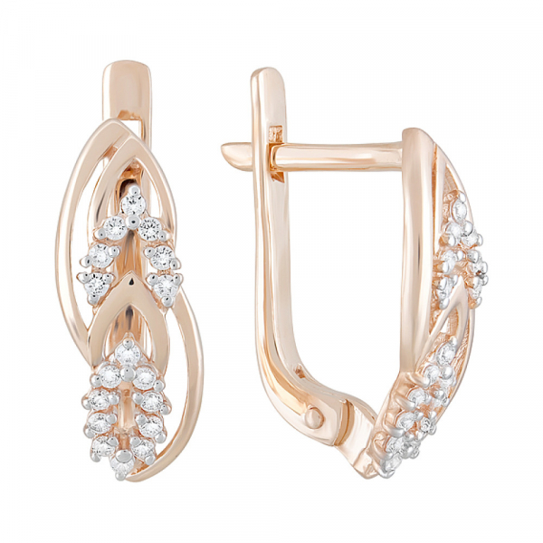 Золотые серьги с фианитами № 124751