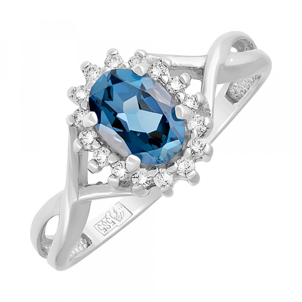 Золотое кольцо с топазом и фианитом № 127535