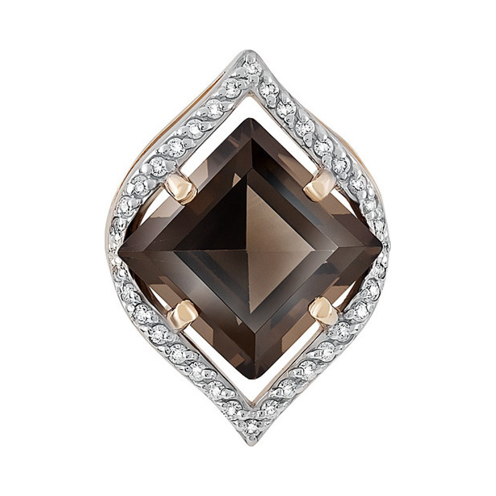 Золотая подвеска с раухтопазом и фианитом № 131764