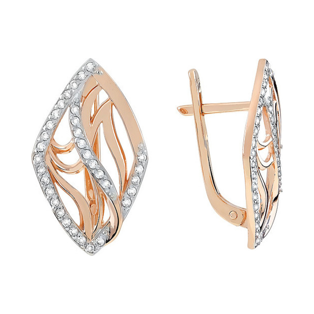 Золотые серьги с фианитом № 112317