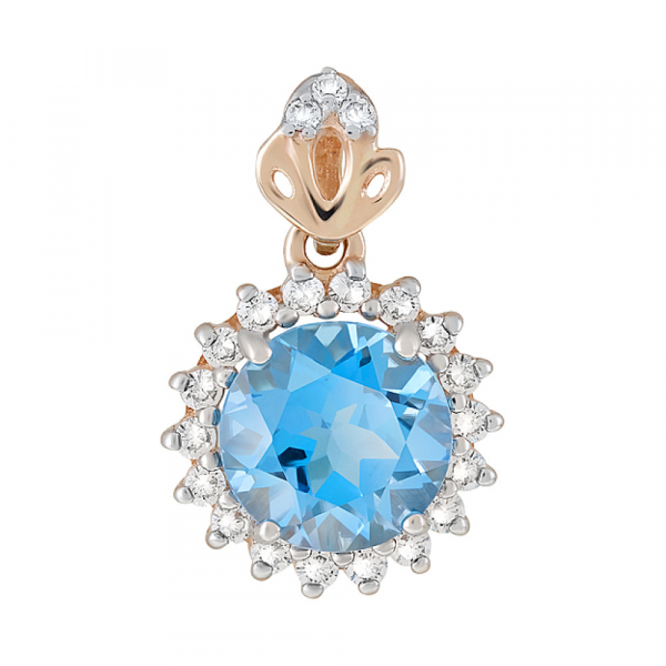 Золотая подвеска с топазом и фианитом № 124541