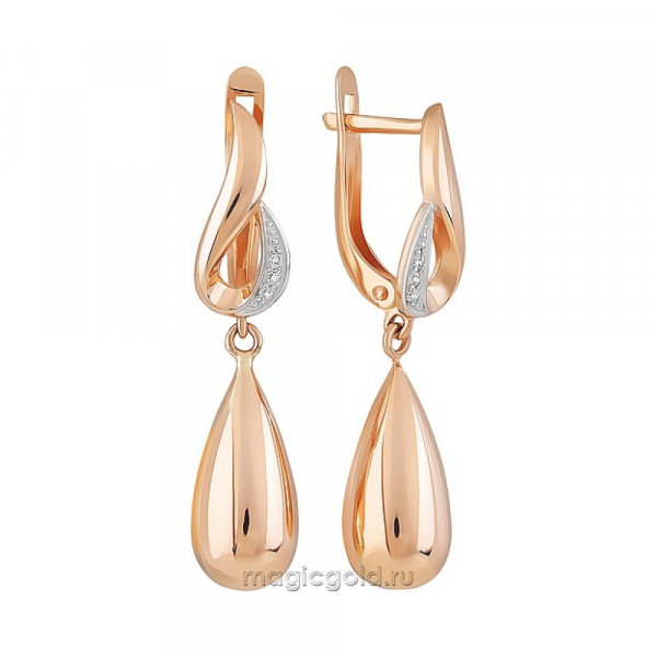 Золотые серьги с фианитом № 163841