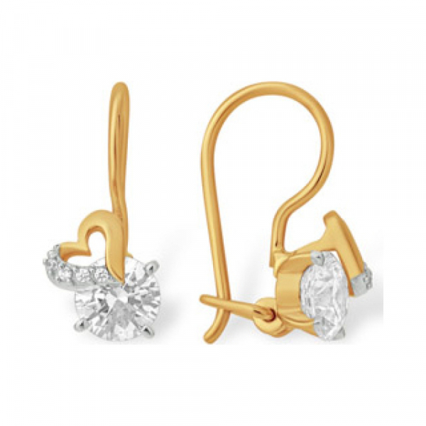 Золотые серьги с фианитом № 163223