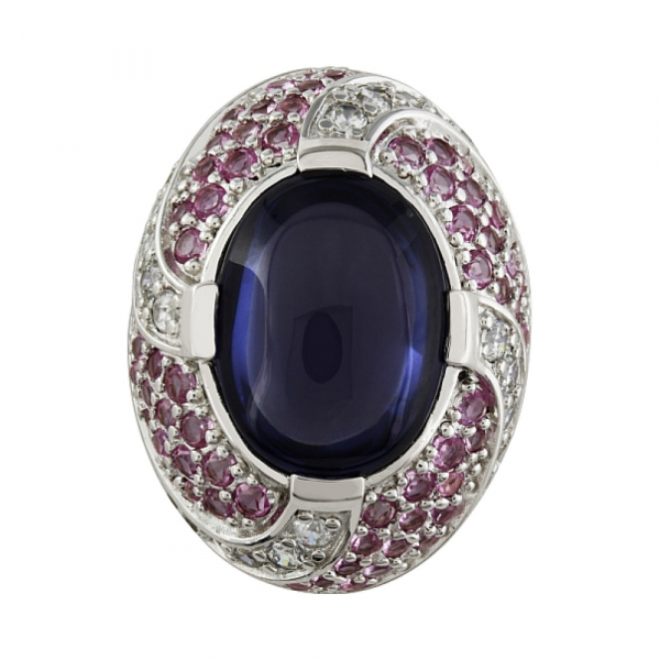 Серебряная подвеска с имитац. корунда  и фианитом № 78035