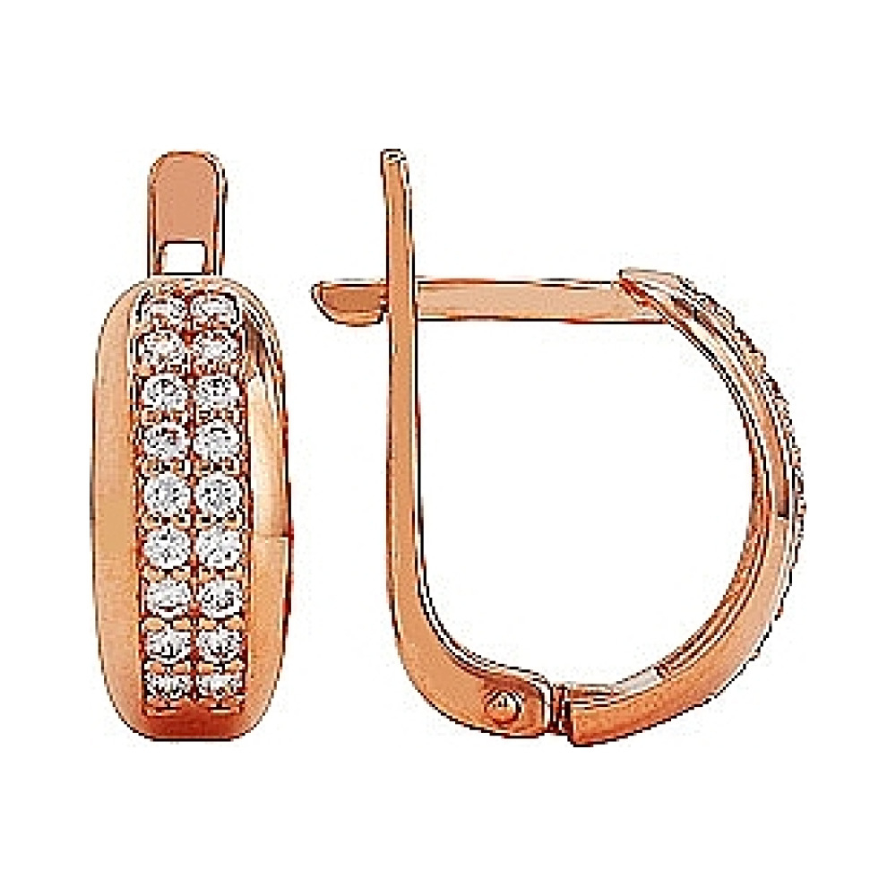 Золотые серьги с фианитом № 77888