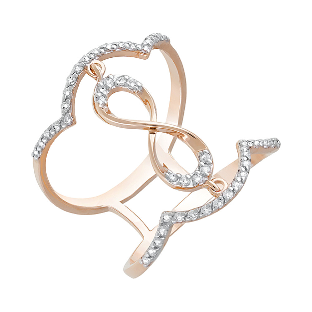 Золотое кольцо с фианитами № 122303