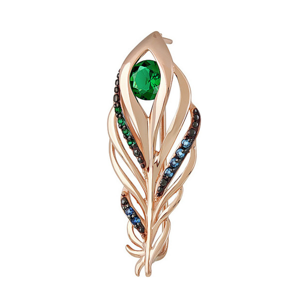 Золотая брошь с фианитами № 138007