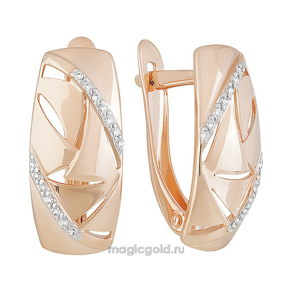 Золотые серьги с фианитом № 160253