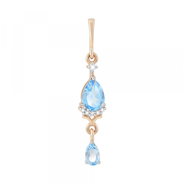 Золотая подвеска с топазом и фианитом № 119455