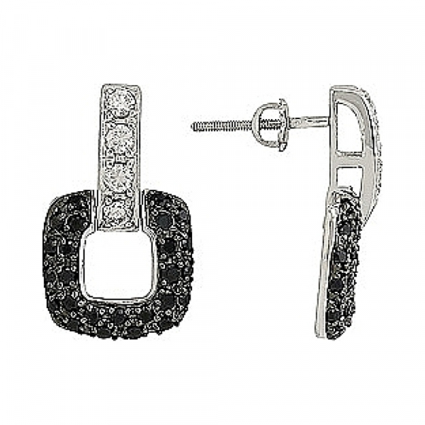 Серебряные серьги с фианитом № 80404