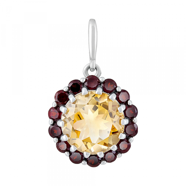 Серебряная подвеска с полудрагоценными вставками № 129841