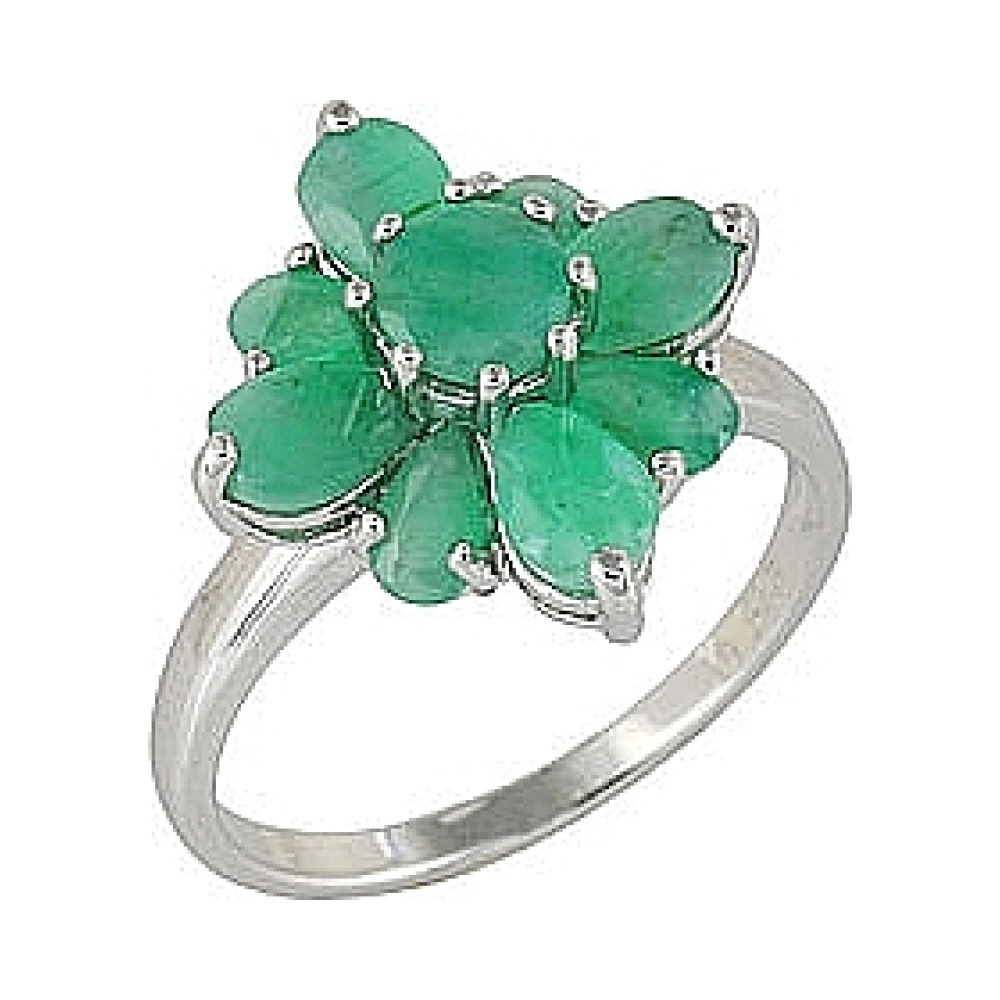 Серебряное кольцо с изумрудом № 68383